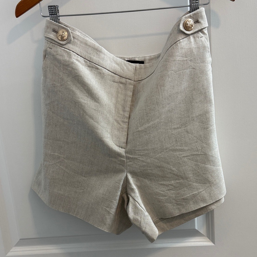Ann Taylor High Waist Linen Blend Cream Shorts